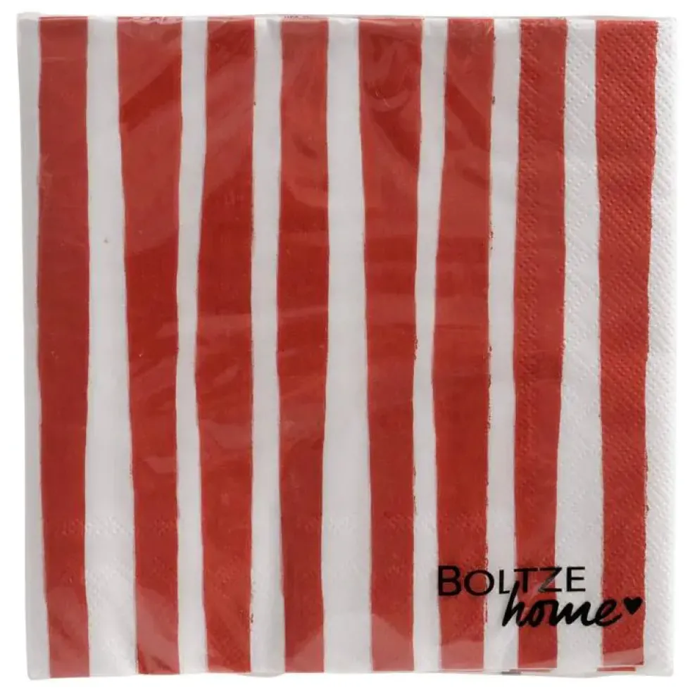Serviettes en papier rouge/blanc Rosso x20 - 16,5 x 16,5 cm