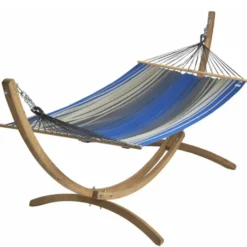 Set support et hamac EsKapade coloris bleu royal en bois et polypropylène Jobek Hamacs - 323 x 125 x 128 cm
