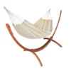 Set support et hamac Weekend coloris écru en bois et polypropylène Jobek Hamacs - 350 x 125 x 136,5 cm