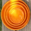 Soucoupe en terre cuite émaillée coloris orange savane Les Poteries d'Albi - Ø 14 x H 2 cm