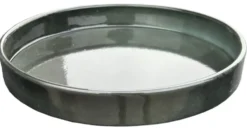 Soucoupe pour pot évasé coloris gris en métal recyclé - 23,5 x 23,5 x 3 cm