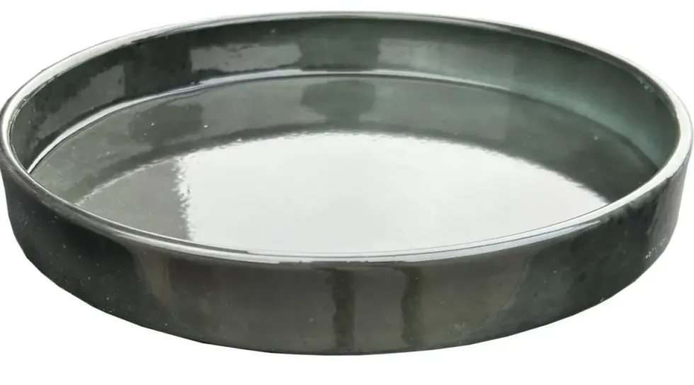 Soucoupe pour pot évasé coloris gris en métal recyclé - 23,5 x 23,5 x 3 cm