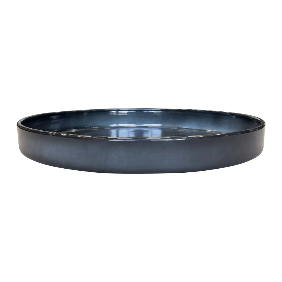 Soucoupe ronde en métal recyclé coloris gris océan vif Upcycle Cylindre XXL - Ø 54 x H 6 cm