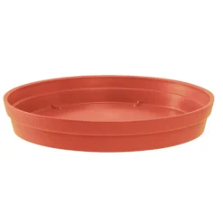 Soucoupe ronde en plastique coloris terre battue EDA Toscane - Ø 40 x H 5,8 cm