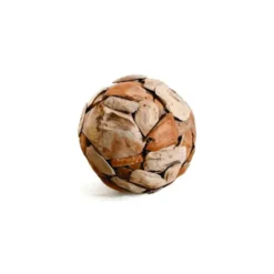 Sphère pour décoration extérieure coloris bois en teck - Ø 30 cm