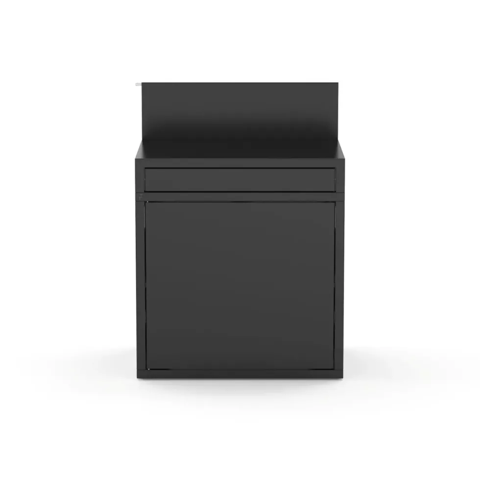 Support desserte pour plancha coloris noir en acier - 80 x 60 x 109 cm
