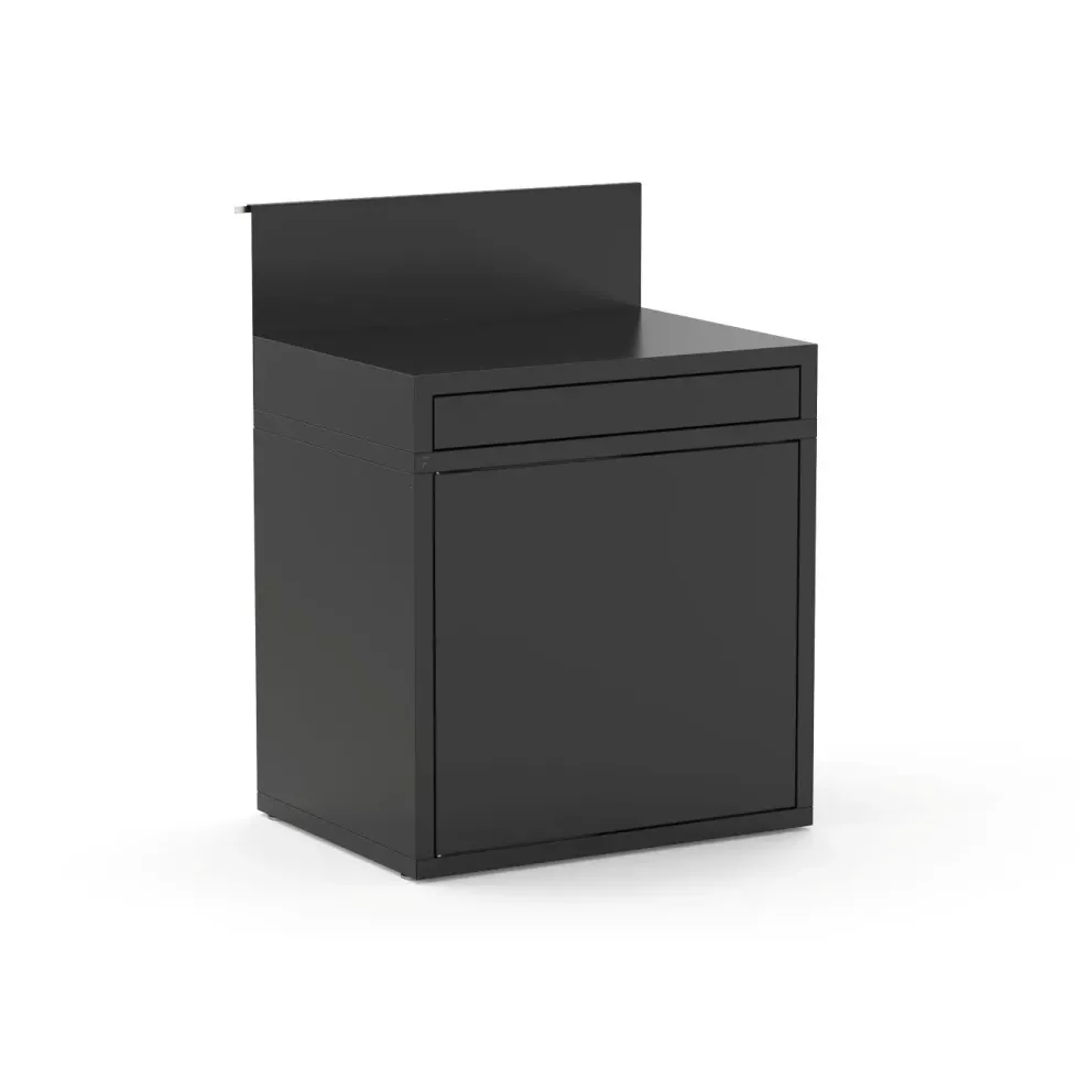 Support desserte pour plancha coloris noir en acier - 80 x 60 x 109 cm