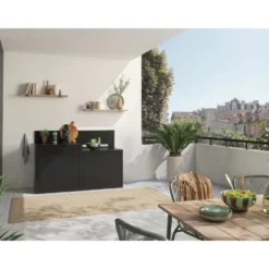 Support desserte pour plancha coloris noir en acier - 80 x 60 x 109 cm
