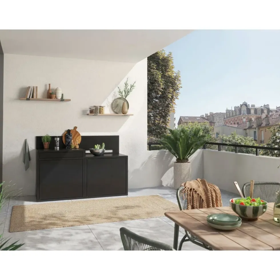 Support desserte pour plancha coloris noir en acier - 80 x 60 x 109 cm