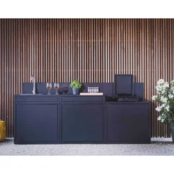 Support desserte pour plancha coloris noir en acier - 80 x 60 x 109 cm