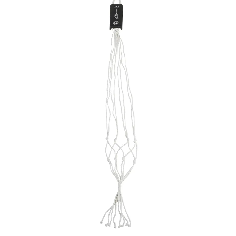 Suspension pour pot coloris blanc en coton Knot Mica Decorations - 140 x Ø 15 cm