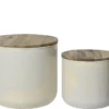 Table appoint en fer beige crème T2 - Ø 36 x H 32 cm