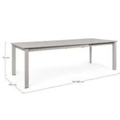 Table de jardin extensible Bizzotto Konnor Rastin - 160/240 x 100 cm