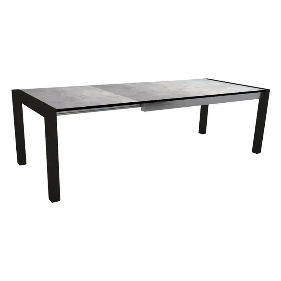 Table extérieure coloris noir mat/Gris Métal en aluminium Stern - 174/214/254 x 90 x 75 cm