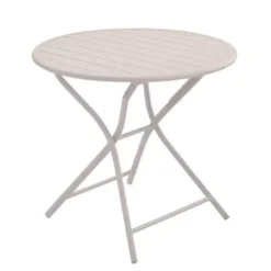 Table pliante ronde en aluminium crème Max - Ø 80 x H 74 cm
