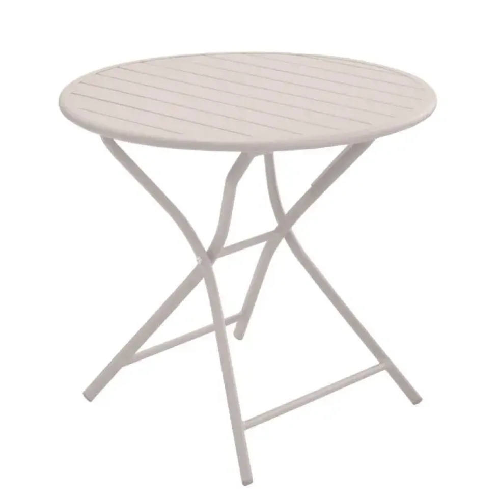 Table pliante ronde en aluminium crème Max - Ø 80 x H 74 cm