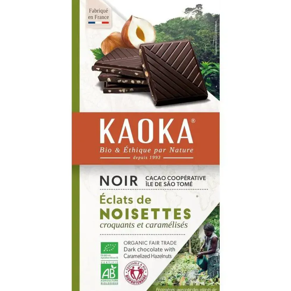 Tablette de Chocolat noir aux éclats de noisettes caramélisées - 100 gr