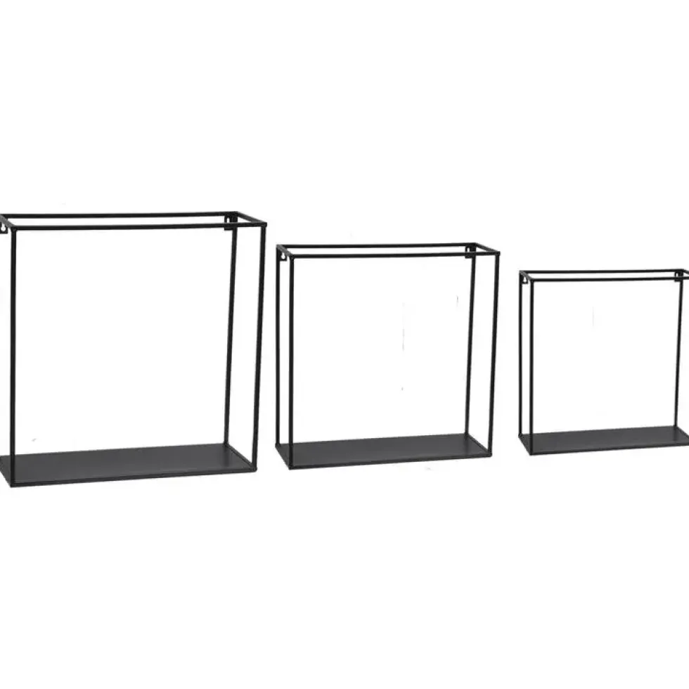 Étagère murale métallique noire moyen modèle - 40 x 15 x 40 cm