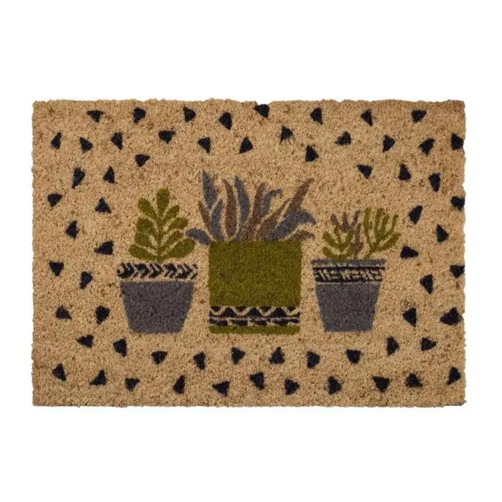 Tapis brosse intérieur en coco imprimé cactus Sweetsol – 60 x 40 cm