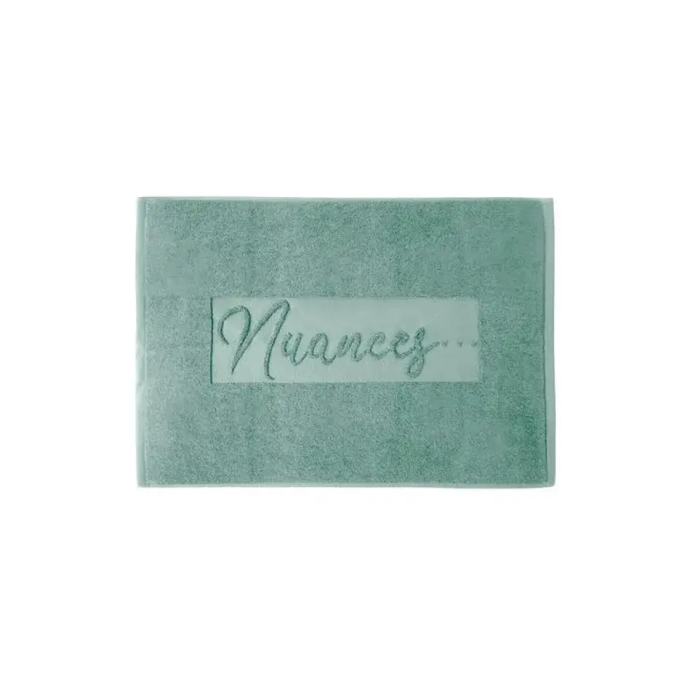 Tapis de bain fougères coloris vert 100% coton biologique Nuances - 50 x 70 cm