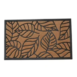 Tapis grattoir en caoutchouc feuillage coloris beige pour extérieur E/C Sweetsol - 45 x 75 cm