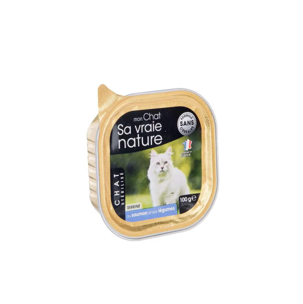 Terrine pour chat stérilisé au saumon et légumes Sa vraie nature - 100 g