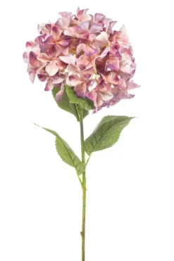 Tige d’Hortensia artificiel XL pêche et violet - Ø 27 x H 90 cm