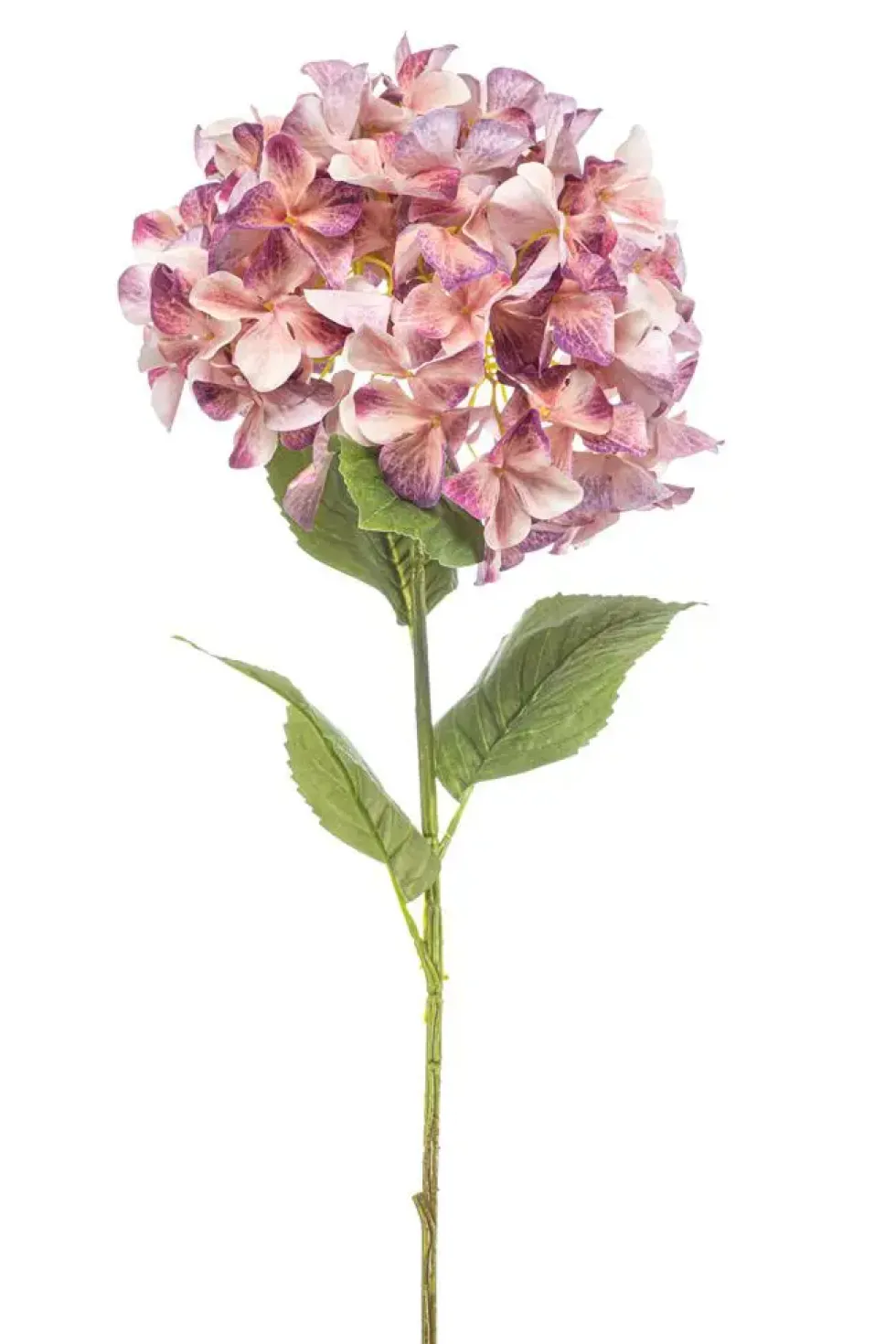 Tige d’Hortensia artificiel XL pêche et violet - Ø 27 x H 90 cm