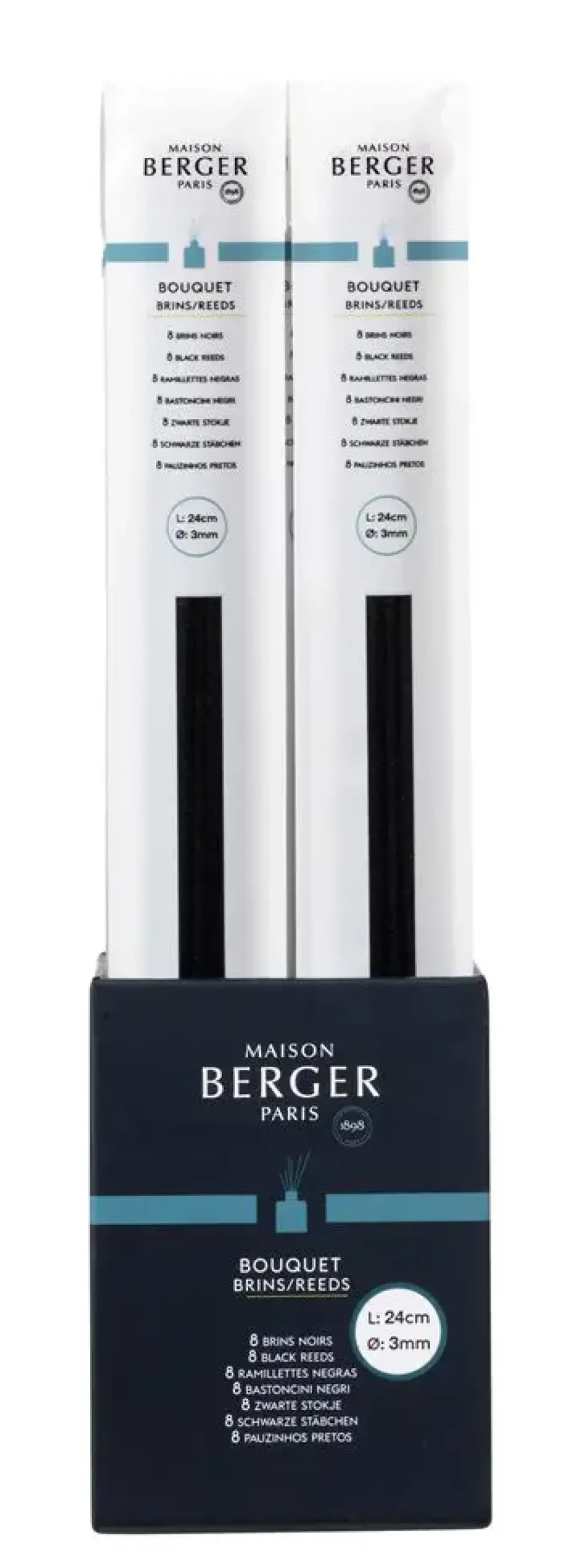 Tiges noires 24 cm pour bouquet parfumé Maison Berger - Les 8 brins