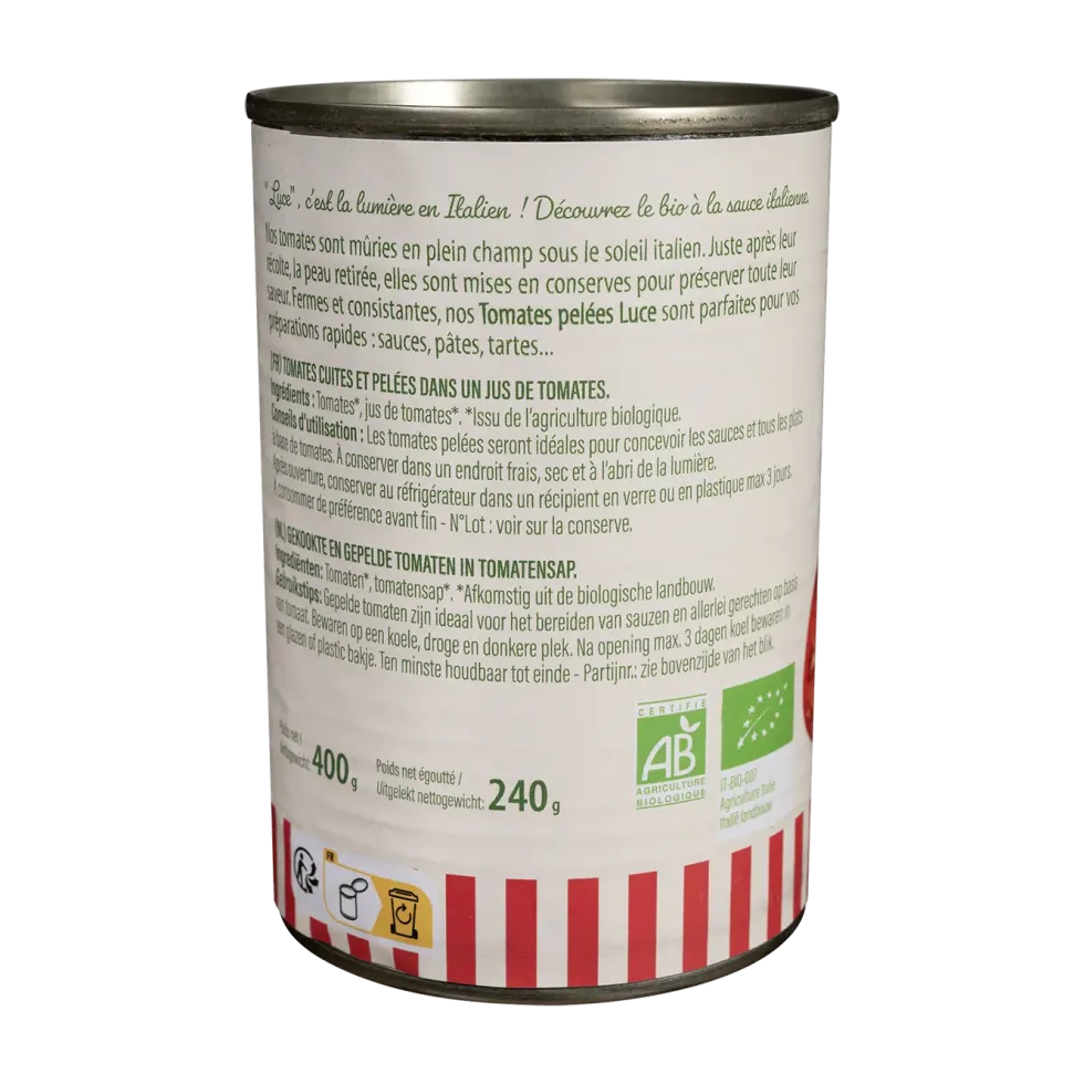 Tomates pelées bio Luce - 400 g