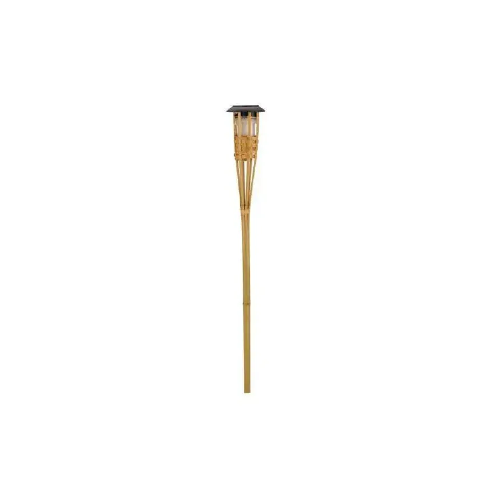 Torche solaire en bambou Bamboo Flaming Torch à LED blanc chaud Ø 9 x H 90 cm