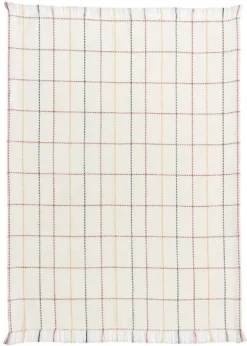 Torchon en coton recyclé blanc à carreaux multicolores Winckler Luan - 50 x 70 cm