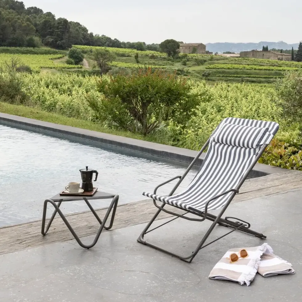 Transat transaswing colorblock rayure Lafuma coloris marron en acier - 60 x 83 x 91 cm