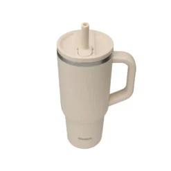 Travel cup isotherme en inox avec bouchon étanche Qwetch Matt sable - 900 ml