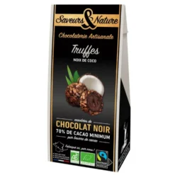 Truffes à la noix de coco enrobées de chocolat noir bio Saveur et nature - 100 g