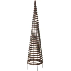 Tuteur colonne pyramide en métal et osier marron Nortène - Ø 30 x H 130 cm