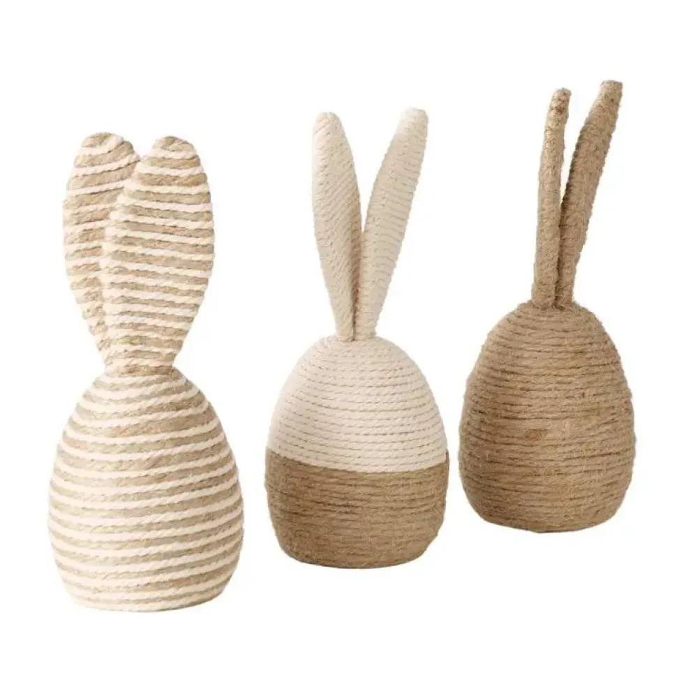 Œuf à oreilles de lapin naturel Nalio - H 17,5 x D 7,5 cm