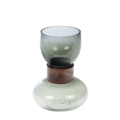 Vase avec col en verre coloris gris Zimbabwe - Ø 16 x H 20 cm