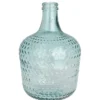 Vase dame-jeanne en verre transparent bleuté texturé - Ø 27,5 x H 42 cm