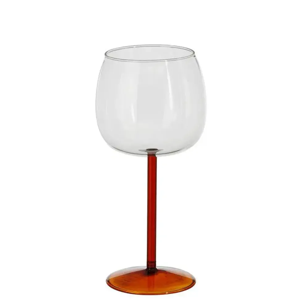 Verre à vin à pied orange Riga - Ø 9,5 x H 20 cm