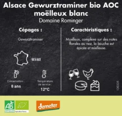 Vin blanc bio d’Alsace Gewurztraminer moelleux - 75 cl