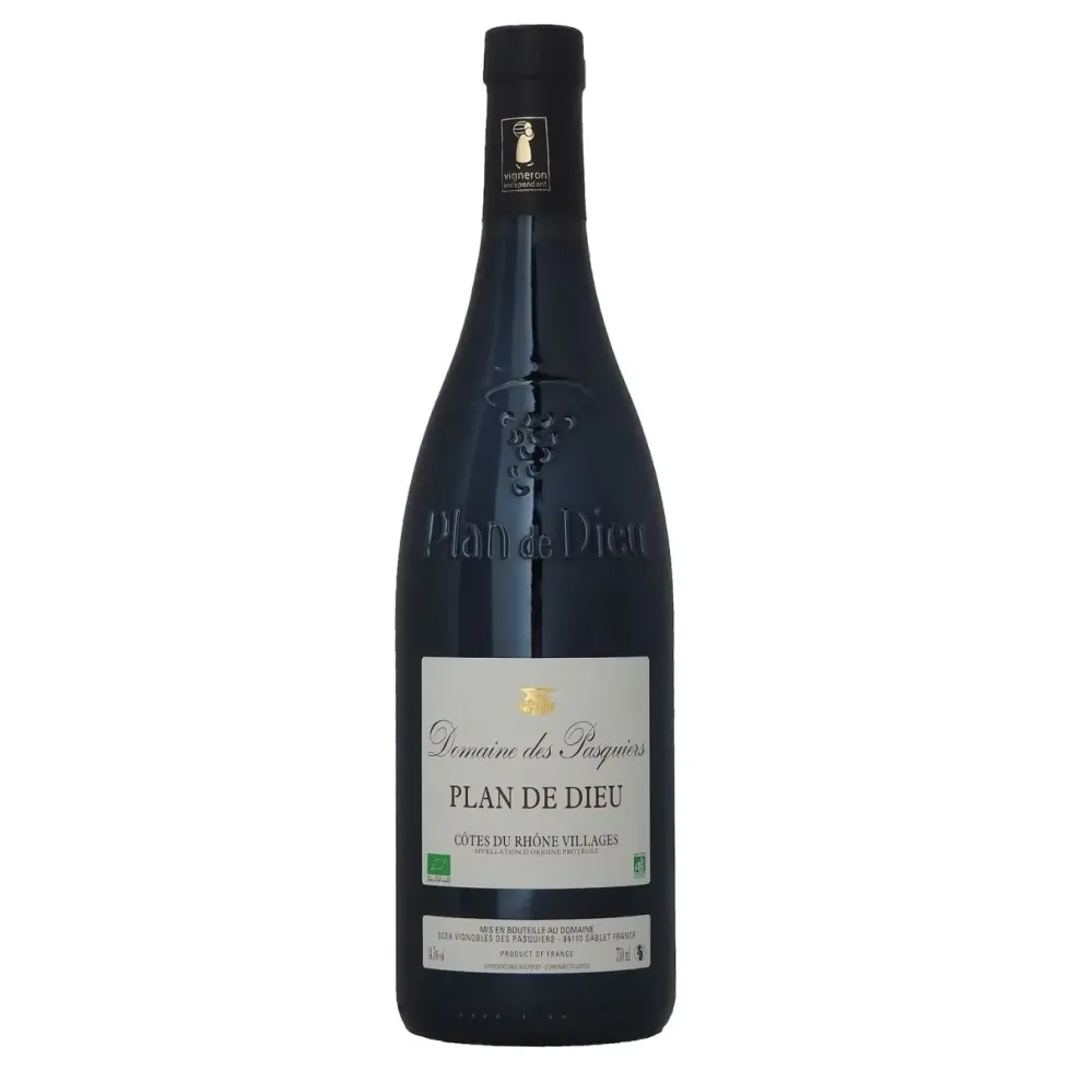 Vin rouge Côtes du Rhône Villages AOC Plan-de-Dieu bio - 75 cl