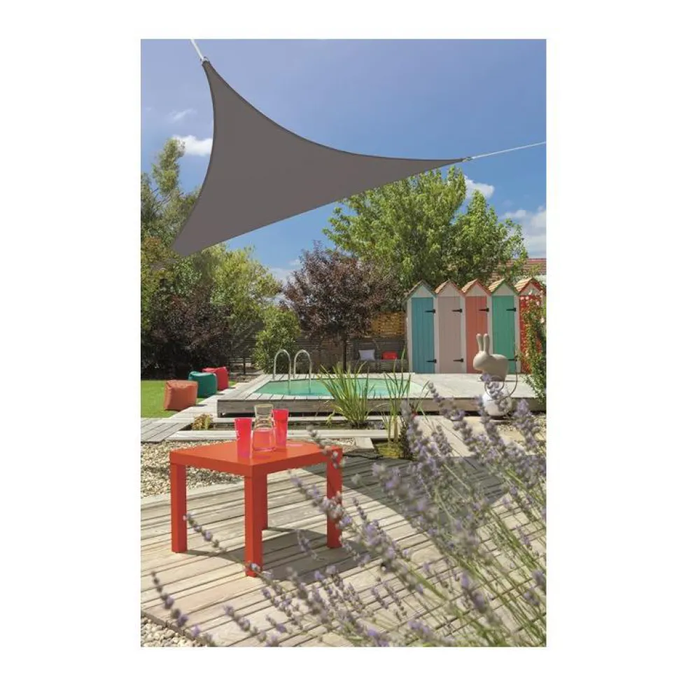 Voile d'ombrage triangulaire extensible gris 3,6 m