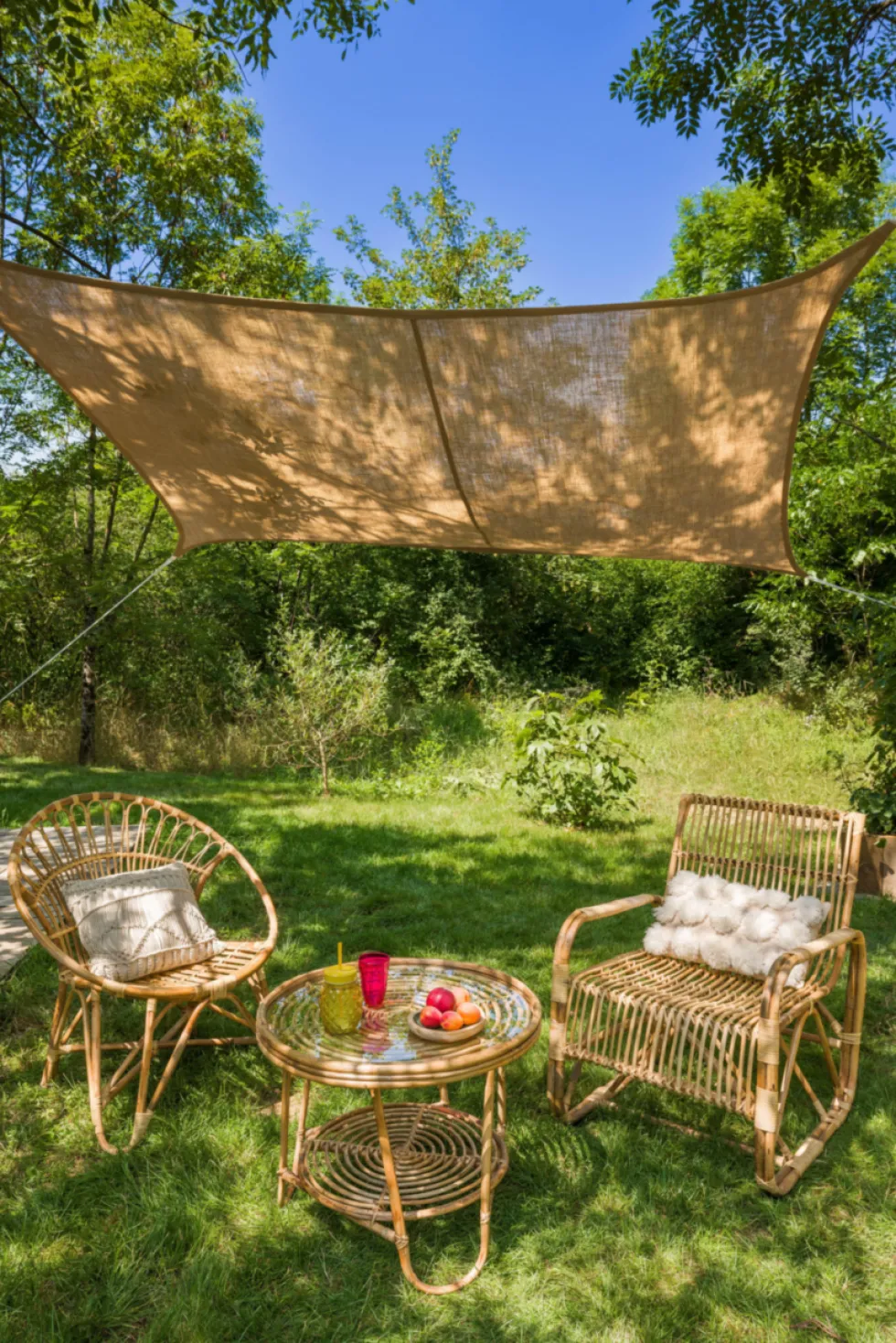 Voile rectangulaire en toile de jute marron Jardiline - 4 x 3 m